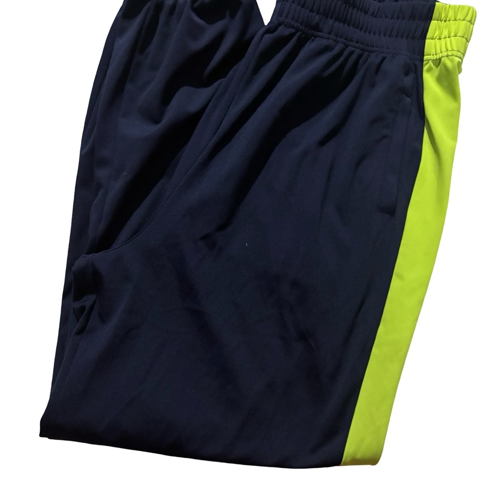 Zenana Outfitters Navy Track Pants with Lime Side Stripe